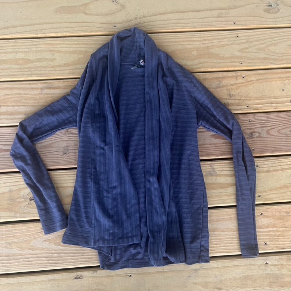 **!Ibex Shadow Stripe Cardigan Sweater  M  Made in USA